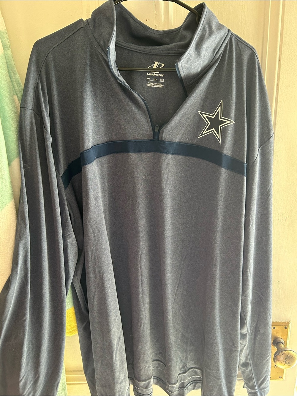 Logo Athletic Gray and Navy Half-Zip Pullover with Star Emblem